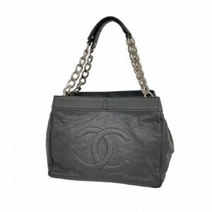 CHANEL Black Caviar Leather Tote Bag